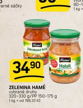 ZELENINA HAMÉ vybrané druhy 320-330 g/PP 150-175 g 
