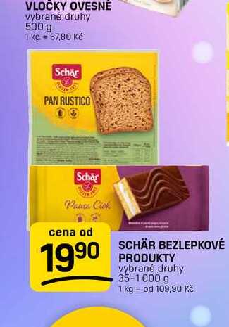 SCHÄR BEZLEPKOVÉ PRODUKTY vybrané druhy 35-1000 g 