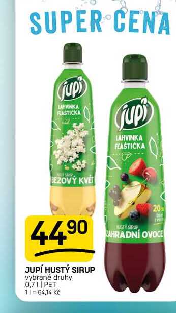 JUPÍ HUSTÝ SIRUP vybrané druhy 0,7|| PET