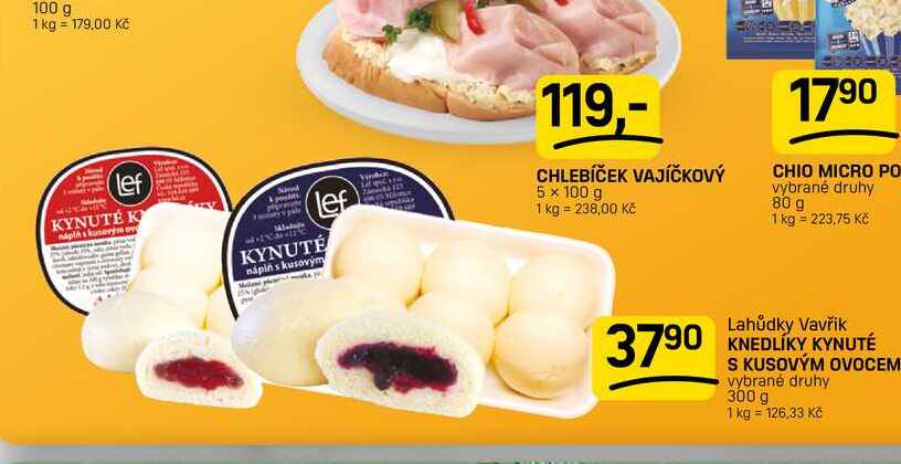 KNEDLÍKY KYNUTÉ S KUSOVÝM OVOCEM vybrané druhy 300 g 