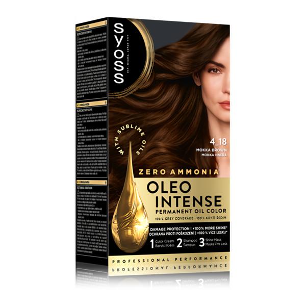 Syoss Oleo Intense Permanentní barva na vlasy 4-18 Hnědá moka Košík.cz