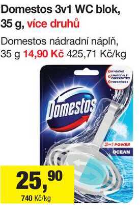 Domestos 3v1 WC blok, 35 g Šlak