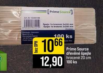 Prime Source dřevěné špejle hrocené 20 cm 100 ks