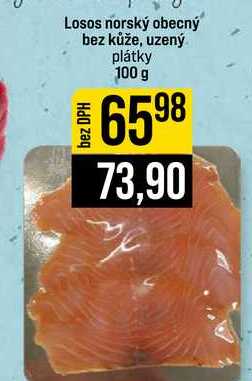 Losos norský obecný bez kůže, uzený plátky 100 g