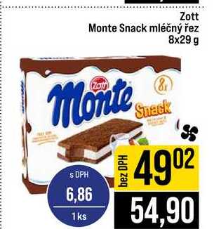 Zott Monte Snack mléčný řez 8x29 g