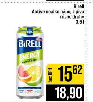 Birell Active nealko nápoj z piva různé druhy 0,5l