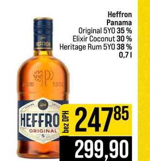 Heffron Panama Original 5YO 35% Elixir Coconut 30% Heritage Rum 5YO 38% 0,7l