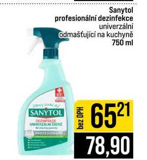 Sanytol profesionální dezinfekce univerzální Odmašťující na kuchyně 750 ml 