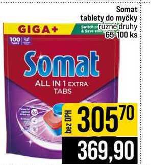 Somat tablety do myčky různé druhy 65-100 ks JIP