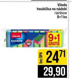 Vileda houbička na nádobí rainbow 9+1 ks