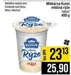 Mlékárna Kunín mléčná rýže natur 450 g