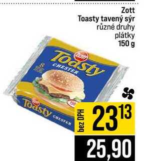 Zott Toasty tavený sýr různé druhy plátky 150 g