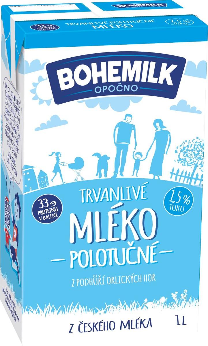 Bohemilk polotučné trvanlivé mléko 1l