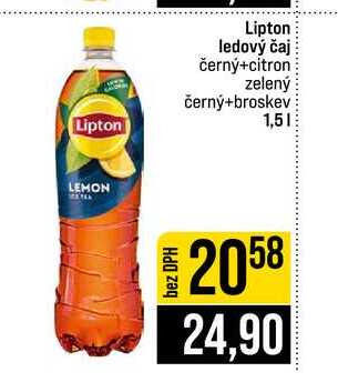 Lipton ledový čaj černý+citron zelený černý+broskev 1,5l