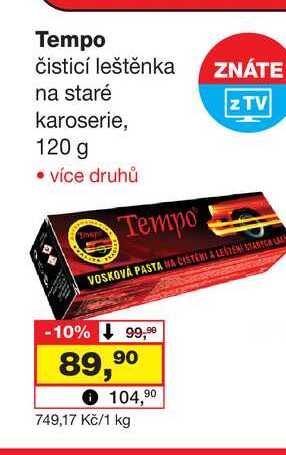 Tempo čisticí leštěnka na staré karoserie 120g Barvy a laky drogerie 
