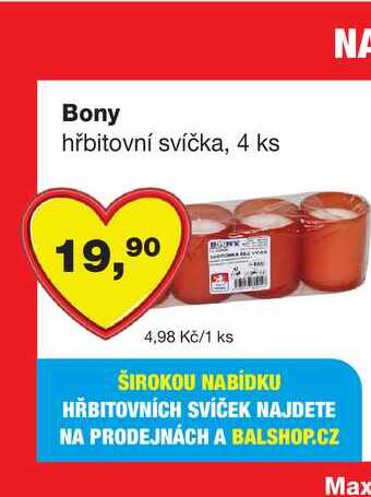 Bony hřbitovní svíčka, 4 ks Barvy a laky drogerie 