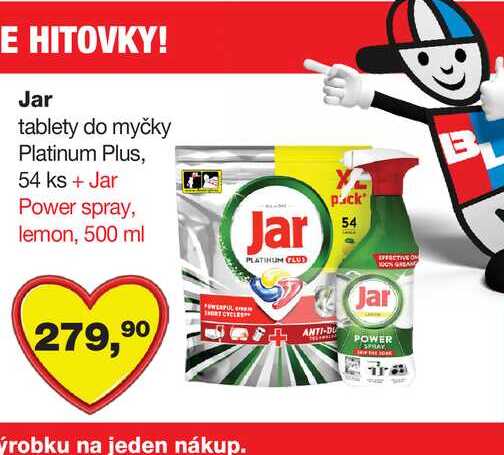 Jar tablety do myčky Platinum Plus, 54 ks Barvy a laky drogerie 