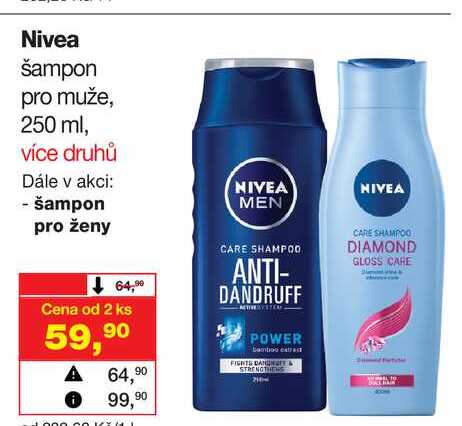 Nivea šampon pro muže, 250 ml Barvy a laky drogerie 