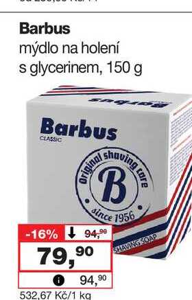 Barbus mýdlo na holení s glycerinem, 150 g Barvy a laky drogerie 