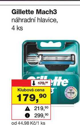 Gillette Mach3 náhradní hlavice, 4 ks