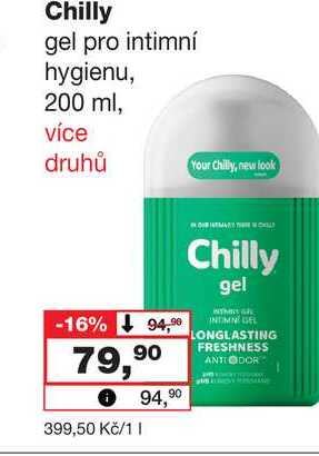 Chilly gel pro intimní hygienu, 200 ml Barvy a laky drogerie 
