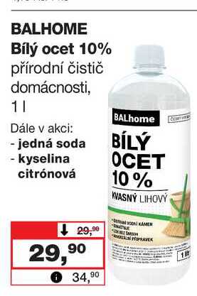BALHOME Bílý ocet 10% přírodní čistič domácnosti, 1l Barvy a laky drogerie 