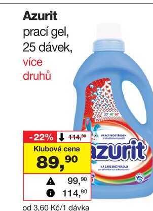 Azurit prací gel, 25 dávek Barvy a laky drogerie 