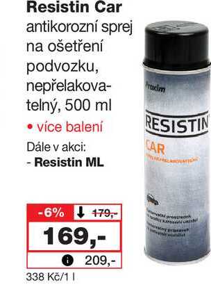 Resistin Car antikorozní sprej na ošetření podvozku, nepřelakovatelný, 500 ml Barvy a laky drogerie 