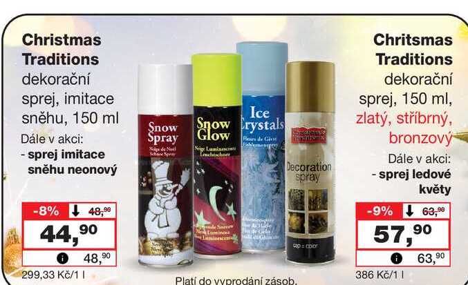 Christmas Traditions dekorační sprej, imitace sněhu, 150 ml