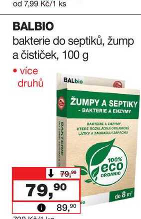 BALBIO bakterie do septiků, žump a čističek, 100 g