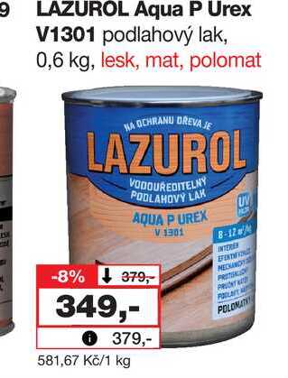 LAZUROL Aqua P Urex V1301 podlahový lak, 0,6 kg