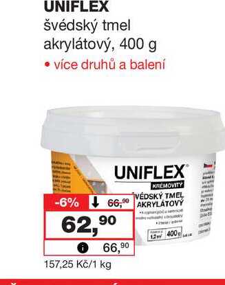 UNIFLEX švédský tmel akrylátový, 400 g Barvy a laky drogerie 