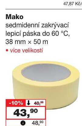 Mako sedmidenní zakrývací lepicí páska do 60 °C, 38 mm x 50 m Barvy a laky drogerie 