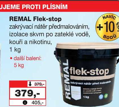 REMAL Flek-stop zakrývací nátěr před malováním, izolace skvrn po zateklé vodě, kouři a nikotinu, 1 Barvy a laky drogerie 