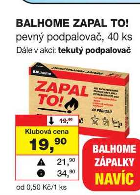 BALHOME ZAPAL TO! pevný podpalovač, 40 ks Barvy a laky drogerie 