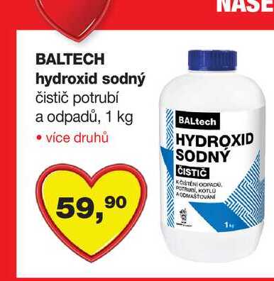 BALTECH hydroxid sodný čistič potrubí a odpadů, 1 kg