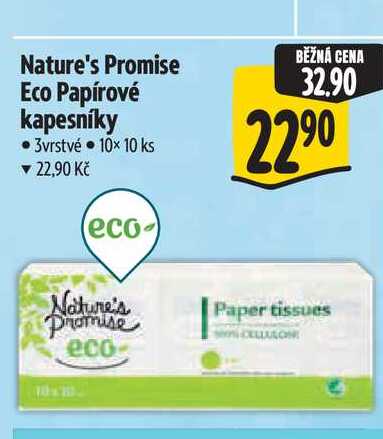 Nature's Promise Eco Papírové kapesníky 3vrstvé 10x 10 ks Albert