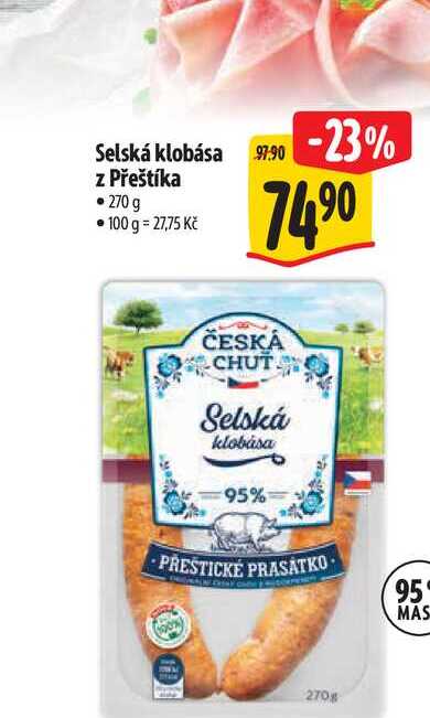 Selská klobása z Přeštíka 270 g