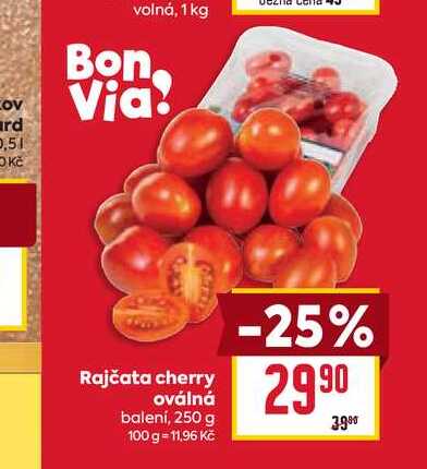 Rajčata cherry oválná balení, 250 g