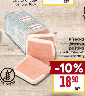 Písecká játrová paštika z pultu lahůdek cena za 100 g