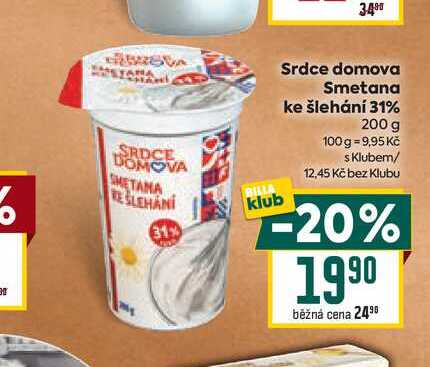 Srdce domova Smetana ke šlehání 31% 200 g