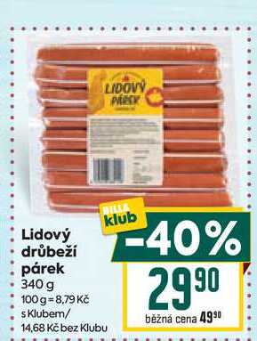 Lidový drůbeží párek 340 g