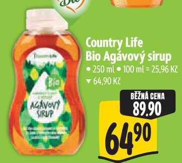 Country Life Bio Agávový sirup, 250 ml