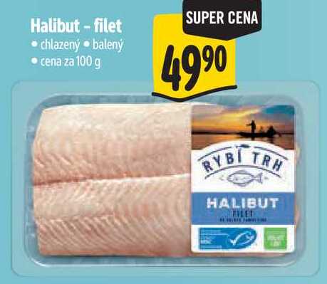 Halibut - filet, cena za 100 g 