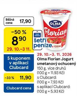 Olma Florian Jogurt smetanový ochucený, 150 g, více druhů