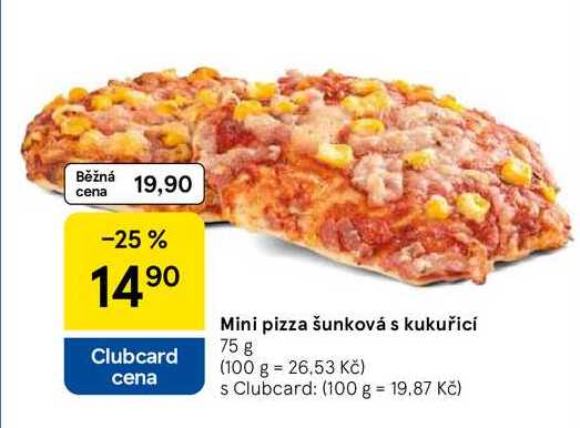 Mini pizza šunková s kukuřicí, 75 g  