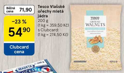 Tesco Vlašské ořechy mletá, 200 g 