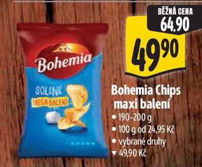 Bohemia Chips maxi balení, 190-200 g 