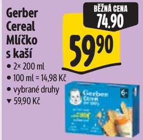 Gerber Cereal Mlíčko s kaší, 2x 200 ml Albert