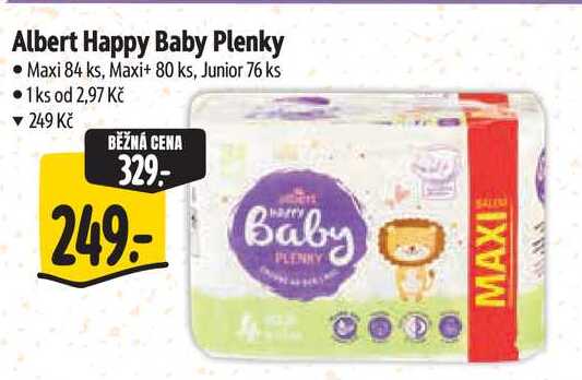 Albert Happy Baby Plenky, Maxi 84 ks, Maxi+ 80 ks, Junior 76 ks